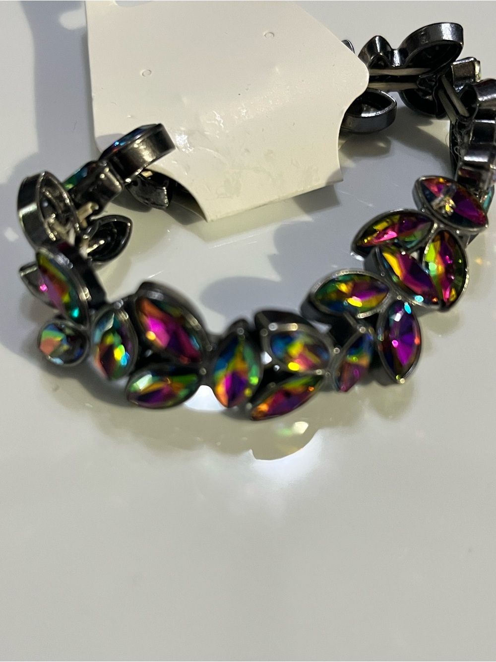 Source Unknown Iridescent Multicolor Leaf-Link Bracelet